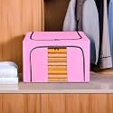 Kuber Industries 24 Liter Underbed Storage Organizer &amp; Blanket Cover Bags for Woolen Clothes | Bedsheets &amp; Quilt | Steel Frame | Pink