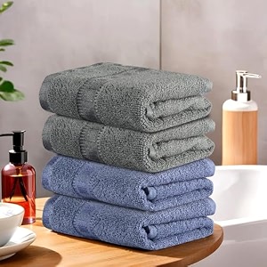 kuber industries pack of 4 cotton handface towels for men amp women  easily washable  workout gym napkins for men  pocket towel - dark blue amp golden