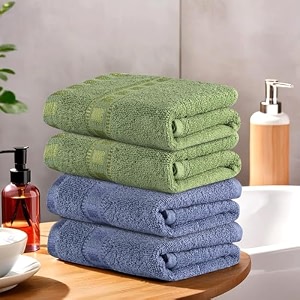 kuber industries pack of 4 cotton handface towels for men amp women  easily washable  workout gym napkins for men  pocket towel - dark blue amp green