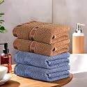 Kuber Industries Pack of 4 Cotton Hand/Face Towels For Men &amp; Women | Easily Washable | Workout Gym Napkins For Men | Pocket Towel - Dark Blue &amp; Golden