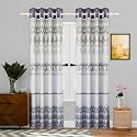 Kuber Industries Pack of 4 Curtains for Living Room | 9 Feet Door Curtains for Balcony, Bedroom &amp; Pooja Room | Flower Print - Grey &amp; Cream