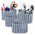 Kuber Industries Pack of 4 Cutlery Holder | Kitchen Organizer with 3 Compartments | Stationery Organizer | Dining Tableware Stand | Multipurpose Desk Organizer Box | Sunny | Gray