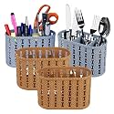 Kuber Industries Pack of 4 Cutlery Holder | Kitchen Organizer with 3 Compartments | Stationery Organizer | Dining Tableware Stand | Multipurpose Desk Organizer Box | Sunny | Gray &amp; Beige