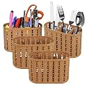 Kuber Industries Pack of 4 Cutlery Holder | Kitchen Organizer with 3 Compartments | Stationery Organizer | Dining Tableware Stand | Multipurpose Desk Organizer Box | Sunny | Beige