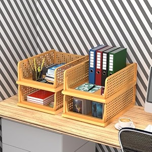 kuber industries pack of 4 desk stationary organizer  foldable office desk organizers  drawers for dressing table  storage bins for kitchen bathroom  ivory