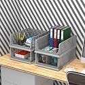 Kuber Industries (Pack of 4) Desk Stationary Organizer | Foldable Office Desk Organizers | Drawers for Dressing Table | Storage Bins for Kitchen, Bathroom | Grey