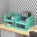 Kuber Industries (Pack of 4) Desk Stationary Organizer | Foldable Office Desk Organizers | Drawers for Dressing Table | Storage Bins for Kitchen, Bathroom | Pista Green