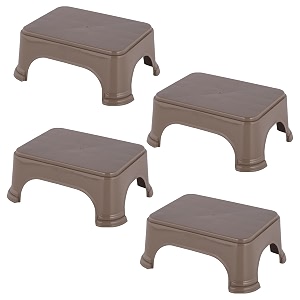 kuber industries pack of 4 durable bathroom stool for bathing  comfortable indoor machiya for sitting  senior citizens bath stool amp adults patla chair for home  plain p6 - brown