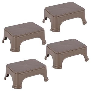 kuber industries pack of 4 durable bathroom stool for bathing  comfortable indoor machiya for sitting  senior citizens bath stool amp adults patla chair for home  plain p6 - brown