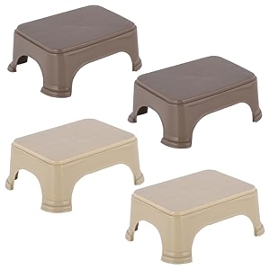 kuber industries pack of 4 durable bathroom stool for bathing  comfortable indoor machiya for sitting  senior citizens bath stool amp adults patla chair for home  plain p6 - beige amp brown