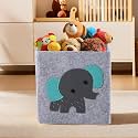 Kuber Industries Collapsible 24 L Storage Box for Clothes | Baby Dress Organizer for Wardrobe &amp; Saman Rakhne Wala Box for Kids Toys, Diaper/Books | GM-6-GRY | Embossed Elephant - Grey