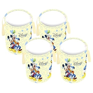 kuber industries foldable laundry basket for clothes  non-woven round cloth laundry bag  washing clothes storage basket  disney mickey mouse  45 ltr  black
