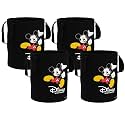 Kuber Industries Foldable Laundry Basket for Clothes | Non-Woven Round Cloth Laundry Bag | Washing Clothes Storage Basket | Disney Mickey Mouse | 45 LTR | Black