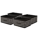 Kuber Industries Pack of 2 Foldable Multi-purpose Cloth Organizer for Storage with Drawing Handle | Durable Organisers Storage Box for Clothes/Toys | Check Design -Black
