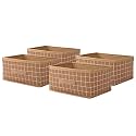 Kuber Industries Pack of 4 Foldable Multi-purpose Cloth Organizer for Storage with Drawing Handle | Durable Organisers Storage Box for Clothes/Toys | Check Design - Beige
