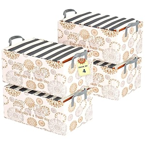 kuber industries foldable non-woven storage box for clothes  dress amp towel organiser for wardrobe  collapsible container basket - white