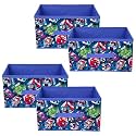 Kuber Industries Pack of 4 Foldable Storage Organiser | Marvel Avengers Print Storage Box for Books &amp; Toys | Cloth Organizer for Wardrobe | Cupboard Drawer Organizer | Blue