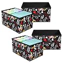 Kuber Industries Pack of 4 Foldable Storage Organiser | Disney Mickey Print Storage Box for Books &amp; Toys | Cloth Organizer for Wardrobe | Cupboard Drawer Organizer | Black