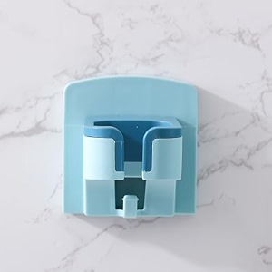 kuber industries hair dryer shelves  wall mounted hair dryer holder for barbershop-bathroom-bedroom  multifunction hair dryer holder  storage punch orgnizer  1332  white