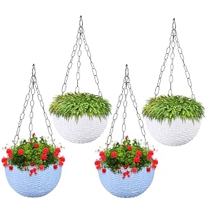 kuber industries pack of 2 hanging flower pots for living room home-lawns amp gardening  flower planter for balcony  marble euro  7 inch  beige amp pink