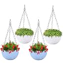 Kuber Industries Pack of 2 Hanging Flower Pots for Living Room, Home-Lawns &amp; Gardening | Flower Planter for Balcony | Marble Euro | 7 Inch | Beige &amp; Pink
