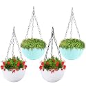 Kuber Industries Pack of 2 Hanging Flower Pots for Living Room, Home-Lawns &amp; Gardening | Flower Planter for Balcony | Marble Euro | 7 Inch | Beige &amp; Pink