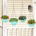 Kuber Industries Pack of 6 Hanging Flower Pot | Hanging Flower Pot for Living Room | Planters for Home-Lawns &amp; Gardening | Flower Planter for Balcony | Marble Euro | 7 Inch | Mint Green