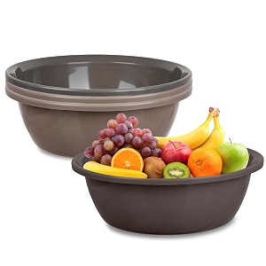 kuber industries pack of 4 kitchen basket stationery organizer tub multipurpose storage for office supplies desktop pen-pencil-staplers-clips 12 ltr gray amp brown