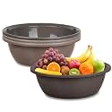 Kuber Industries Pack of 4 Kitchen Basket, Stationery Organizer Tub, Multipurpose Storage for Office Supplies, Desktop Pen-Pencil-Staplers-Clips, 12 LTR, Gray & Brown