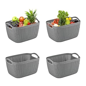 kuber industries 10 ltr multi-purpose plastic basket for storage q6  spacious pooja item holder amp fruit tokari  aesthetic home organizers for kitchen amp bedroom  brown