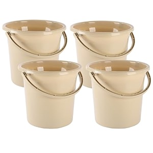 kuber industries pack of 4 multi-purpose 18 litres water buckets for washing clothes with handle  bathing balti for bathroom  water storage container - essential for household chores  beige