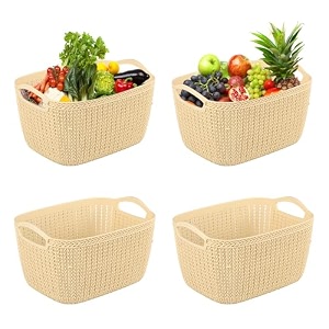 kuber industries 10 ltr multi-purpose plastic basket for storage q6  spacious pooja item holder amp fruit tokari  aesthetic home organizers for kitchen amp bedroom  brown