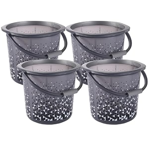 kuber industries pack of 6 multi-purpose 18 litres water bucket for washing clothes  bathing balti for bathroom  water storage container - essential for household chores  tined- black