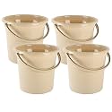 Kuber Industries Pack of 4 Multi-Purpose 18 litres Water Buckets for Washing Clothes with Handle | Bathing Balti for Bathroom | Water Storage Container - Essential for Household Chores | Beige