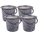 Kuber Industries Pack of 6 Multi-Purpose 18 litres Water Bucket for Washing Clothes | Bathing Balti for Bathroom | Water Storage Container - Essential for Household Chores | Tined- Black