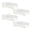 Kuber Industries Pack of 4 Multipurpose Double layer Decorative Drain Tray | Makeup Perfume Organiser, Bathroom Vanity, Dresser Tray, Kitchen Countertop Organiser Tray | Anti Slip | Transparent