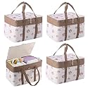 Kuber Industries Premium Kawaii Essentials Caddy Bag | Aesthetic Baskets for New Born Clothes | Cute Stuff Holder &amp; Organizer for Baby Toys, Diaper &amp; Wet Wipes | GM-26-PNK | Pink Rabbit