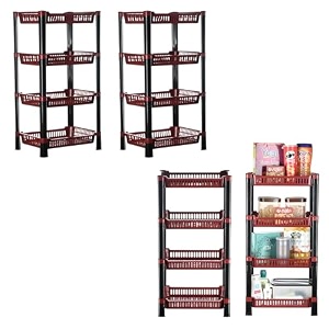 kuber industries pack of 3 multipurpose kitchen organizerstorage rack  3-layer onion stand for kitchen  vessels amp vegetable organiser  maroon