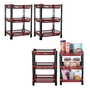 kuber industries pack of 3 multipurpose kitchen organizerstorage rack  3-layer onion stand for kitchen  vessels amp vegetable organiser  maroon