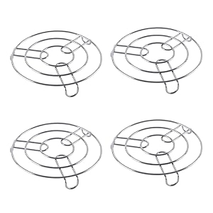 kuber industries pack of 4 multipurpose stainless steel cooker stand  heat resistant hot plate dishes holder  dongahot pot stand for kitchen amp home  hw-2  silver