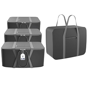 kuber industries pack of 4 nylon 35l small underbed storage box  blanket storage bagscover double bed storage containers  dustproof storage bag for clothes documents books toys  grey