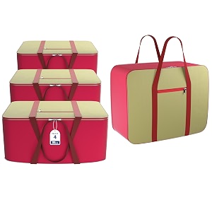 kuber industries pack of 4 nylon 35l small underbed storage boxblanket storage bagscover double bed storage containersdustproof storage bag for clothes documents books toysmaroon amp brown
