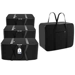 kuber industries pack of 4 nylon 35l small underbed storage box  blanket storage bagscover double bed storage containers  dustproof storage bag for clothes documents books toys  black