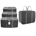 Kuber Industries Pack of 4 Nylon 35L Small Underbed Storage Box | Blanket Storage Bags/Cover Double Bed Storage Containers | Dustproof Storage Bag for Clothes, Documents, Books, Toys | Grey