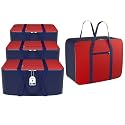 Kuber Industries Pack of 4 Nylon 35L Small Underbed Storage Box | Blanket Storage Bags/Cover Double Bed Storage Containers | Dustproof Storage Bag for Clothes, Documents, Books, Toys | Red &amp; Blue