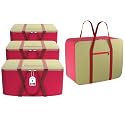 Kuber Industries Pack of 4 Nylon 35L Small Underbed Storage Box|Blanket Storage Bags/Cover Double Bed Storage Containers|Dustproof Storage Bag for Clothes, Documents, Books, Toys|Maroon &amp; Brown