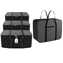 Kuber Industries Pack of 4 Nylon 35L Small Underbed Storage Box | Blanket Storage Bags/Cover Double Bed Storage Containers | Dustproof Storage Bag for Clothes, Documents, Books, Toys | Grey &amp; Black