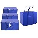 Kuber Industries Pack of 4 Nylon 35L Small Underbed Storage Box | Blanket Storage Bags/Cover Double Bed Storage Containers | Dustproof Storage Bag for Clothes, Documents, Books, Toys | Blue