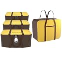 Kuber Industries Pack of 4 Nylon 35L Small Underbed Storage Box|Blanket Storage Bags/Cover Double Bed Storage Containers|Dustproof Storage Bag for Clothes, Documents, Books, Toys|Yellow &amp; Brown