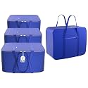 Kuber Industries Pack of 4 Nylon 72L Large King Size Underbed Storage Box | Blanket Storage Bags/Cover Double Bed Storage Containers | Storage Bag for Clothes, Documents, Books, Toys | Blue